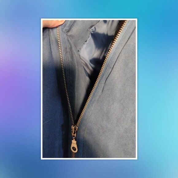 ST. John's Bay Romolite Faux Suede Coat Large With Removable Hood Trimmed In Fox - Picture 4 of 5